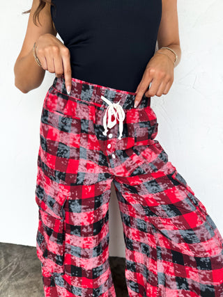 PREORDER- PLAID BEHAVIOR WIDE LEG PANTS