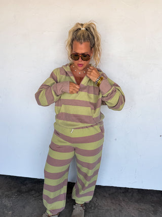 PREORDER- LILA STRIPE JOGGERS