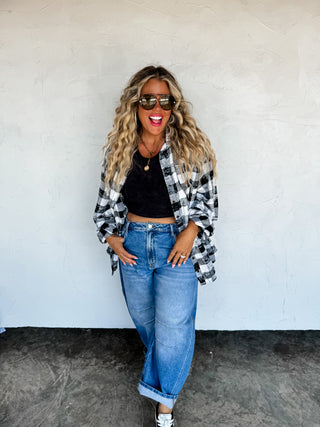 PREORDER- JUNIPER BLEACHED PLAID TOP