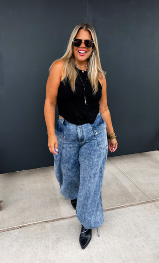 PREORDER- CHARLIE CINCH HEM WIDE LEG JEANS