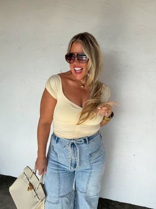 PREORDER- OUT AND ABOUT CAP SLEEVE TOP