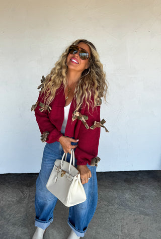 PREORDER- SLOANE BOW KNIT CARDIGAN