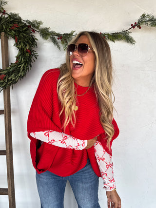 PREORDER- CHRISTMAS MEG PULLOVER PONCHO