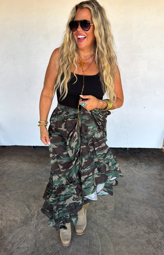 PREORDER- HIDDEN GEM CAMO MAXI SKIRT