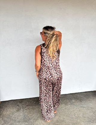 PREORDER- KARLI SILKY CHEETAH OVERALLS