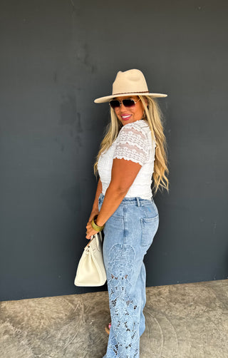 PREORDER- 2ND CUT- FLORAL CHARM WIDE LEG JEAN