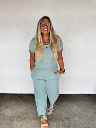 PREORDER- STAY IN CROP PANT SET