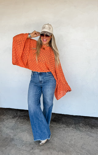 PREORDER- FALL COLORS FREE SPIRIT BELL SLEEVE TOP