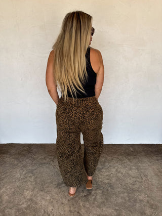 PREORDER- BEX CHEETAH BARREL JEANS (STRETCHY)