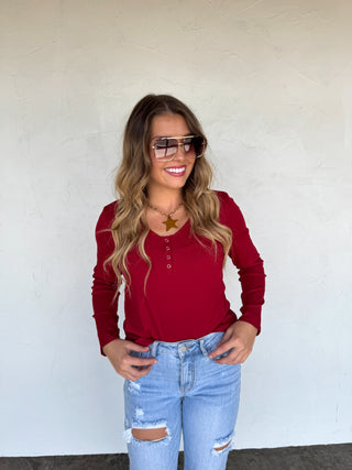 PREORDER- FALL BROOKLYN SNAP HENLEY TOP