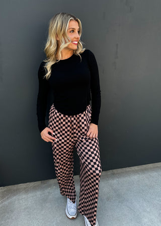 BOLD BLOCK CHECKER PANTS- NEUTRALS