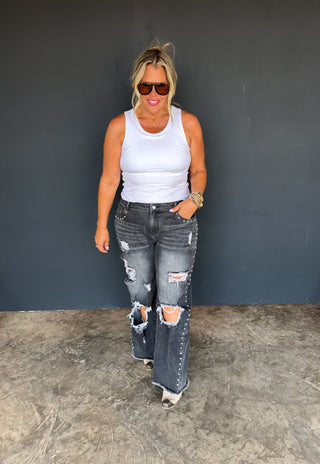 PREORDER- OFF THE GRID STUDDED JEANS
