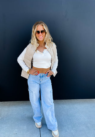 PREOREDER- BROOKLYN SNAP HENLEY TOP