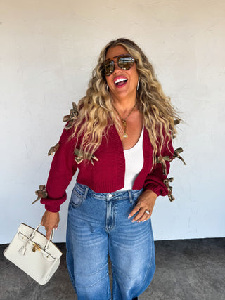 PREORDER- SLOANE BOW KNIT CARDIGAN