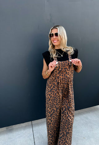 PREORDER- CHEETAH & SOLID KARLI BOHO OVERALLS