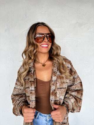 PREORDER- JUNIPER BLEACHED PLAID TOP