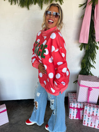 PREORDER- PEACE & POLKA DOT MOCK NECK PULLOVER