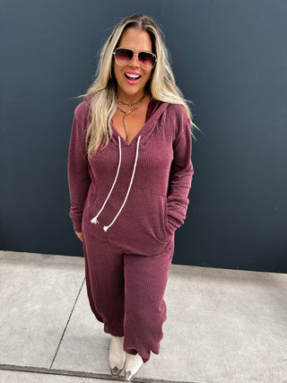 RIBBED HAYDEN HOODIE JUMPSUIT