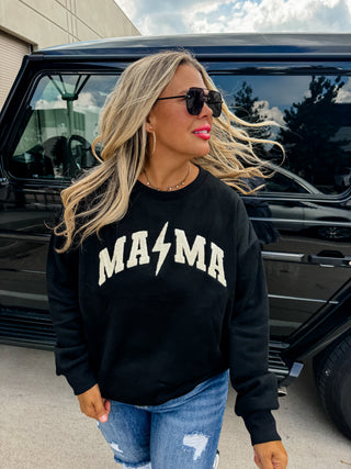 SPOOKY AND MAMA SHERPA LETTER SWEATSHIRT