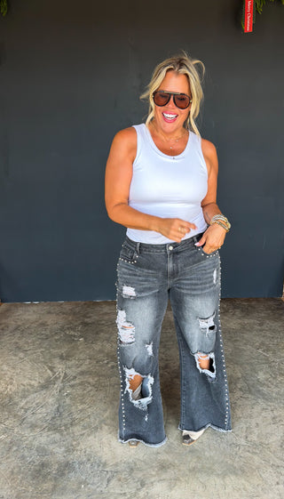 PREORDER- OFF THE GRID STUDDED JEANS