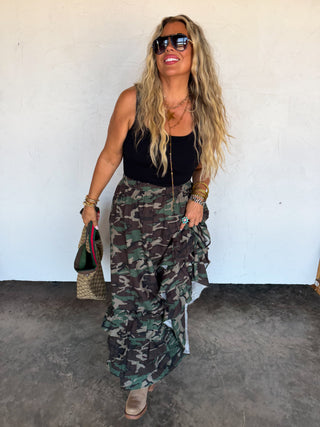 PREORDER- HIDDEN GEM CAMO MAXI SKIRT