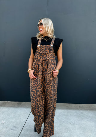 PREORDER- CHEETAH & SOLID KARLI BOHO OVERALLS