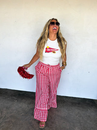PREORDER- DIXIE GINGHAM RUFFLE PANTS