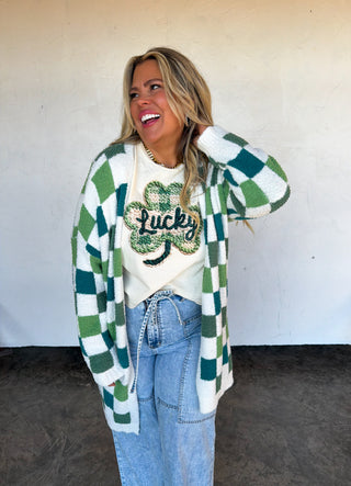 PREORDER- ST PATTY CHECKER CLOUD CARDIGAN