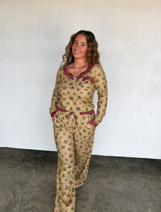 PREORDER- FLORAL & LACE WAFFLE PJS