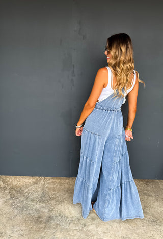 PREORDER-  BOHO & LACE DENIM OVERALLS