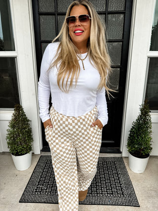 BOLD BLOCK CHECKER PANTS- NEUTRALS