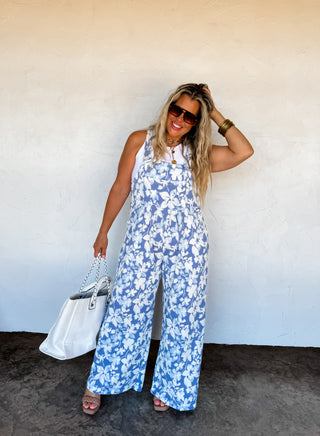 PREORDER- FLORAL KARLI RIBBED OVERALLS