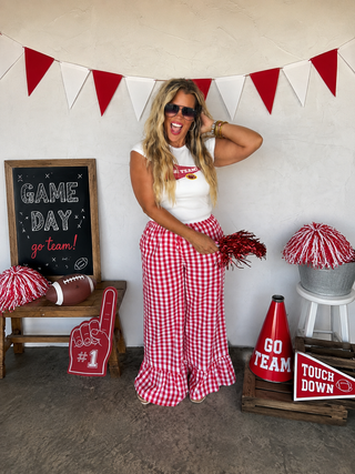 PREORDER- DIXIE GINGHAM RUFFLE PANTS