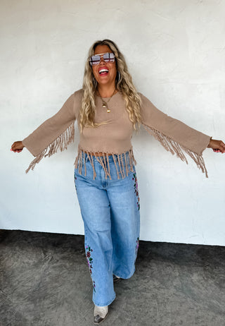 PREORDER- 2nd CUT- EVIE FLORAL EMBROIDERED JEANS