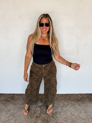 PREORDER- BEX CHEETAH BARREL JEANS (STRETCHY)