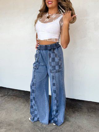PREORDER- GROOVE ON CHECKER FLARE PANTS