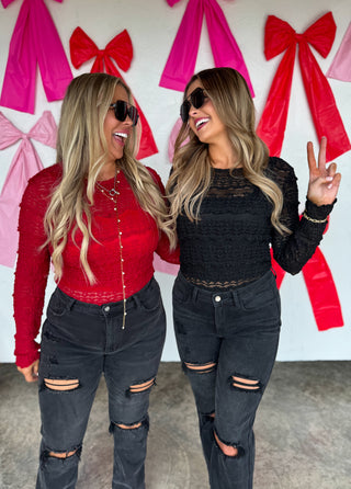 PREORDER- LONG SLEEVE ROSALIE LACE TOP