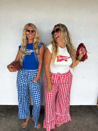 PREORDER- DIXIE GINGHAM RUFFLE PANTS