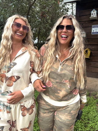 PREORDER- CAMO & BUTTERFLIES EASY DOES IT PULLOVER