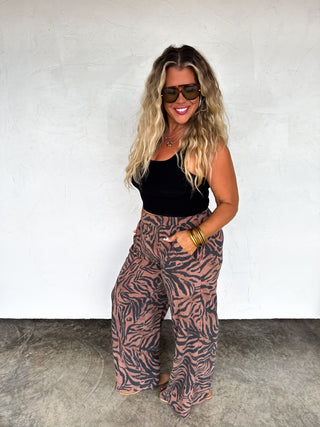 PREORDER- ZEBRA HADDIE WIDE LEG PANTS