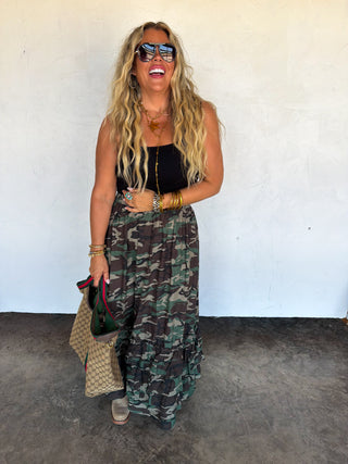 PREORDER- HIDDEN GEM CAMO MAXI SKIRT