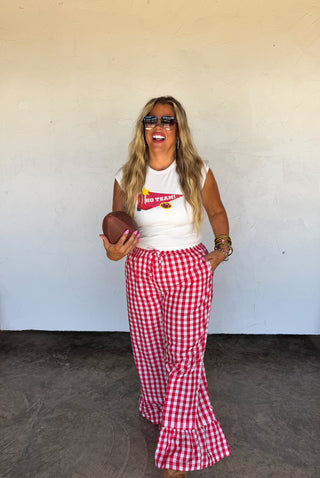 PREORDER- DIXIE GINGHAM RUFFLE PANTS
