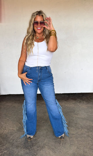PREORDER- ON THE FRINGE FLARE JEANS