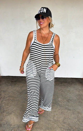 PREORDER- RICKI STRIPE TERRY ROMPER