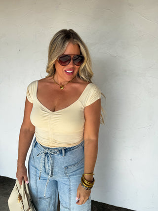 PREORDER- OUT AND ABOUT CAP SLEEVE TOP