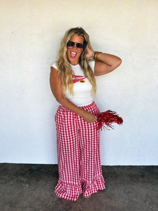 PREORDER- DIXIE GINGHAM RUFFLE PANTS