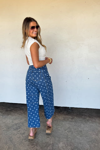 PREORDER- DARLING DOT BARREL JEANS