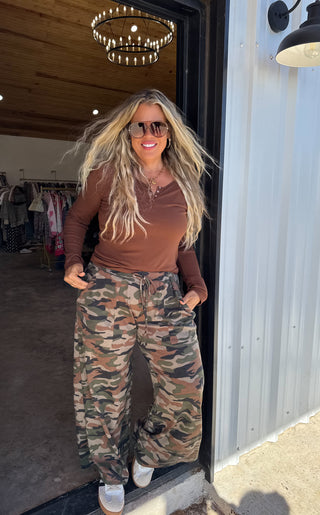 PREORDER- HADDIE CAMO WAFFLE PANTS