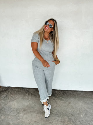 PREORDER- STAY IN CROP PANT SET