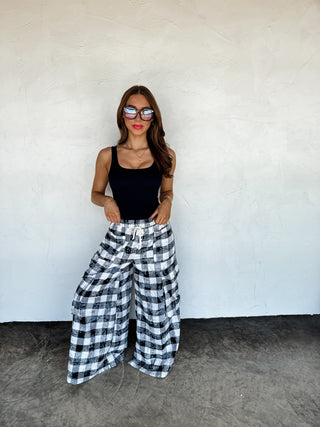 PREORDER- PLAID BEHAVIOR WIDE LEG PANTS